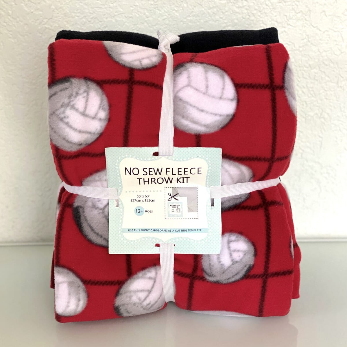 Volleyball Red Anti Pill Premium No Sew Throw Fleece Fabric Kit 50x60