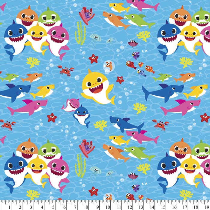 Baby Shark Family Cotton Fabric Baby Shark Family Cotton Fabric