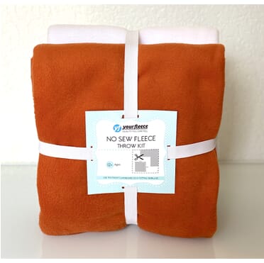 Solid Fleece No Sew Throw Kit - Burnt Orange/White (72x60)