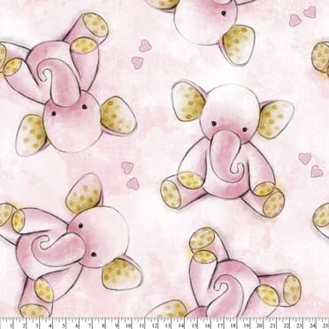 Baby Quilt Panel for Girl, Child Fabric Panel, Elephant Fabric