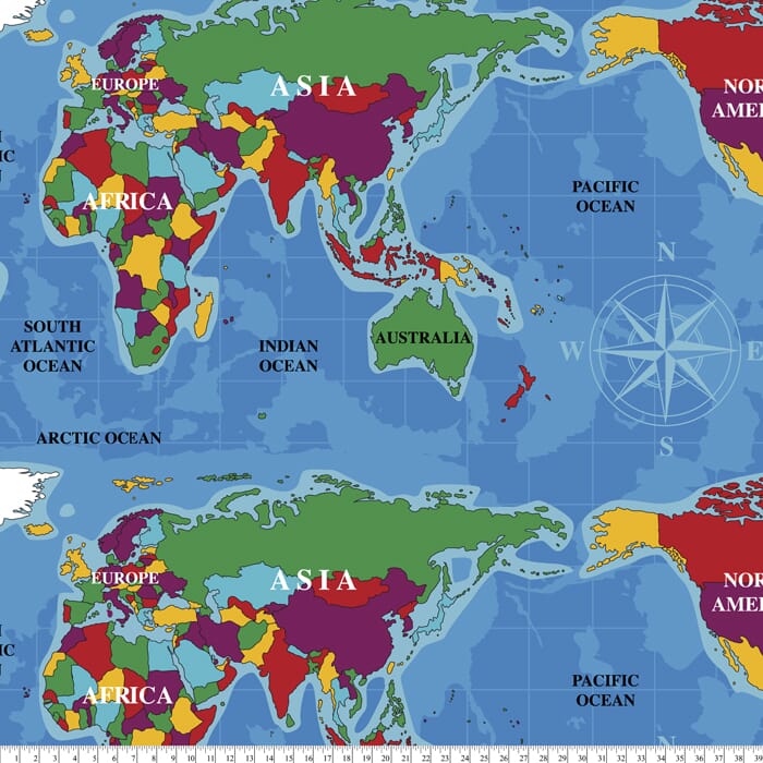 World Map Anti-Pill Premium Fleece Fabric