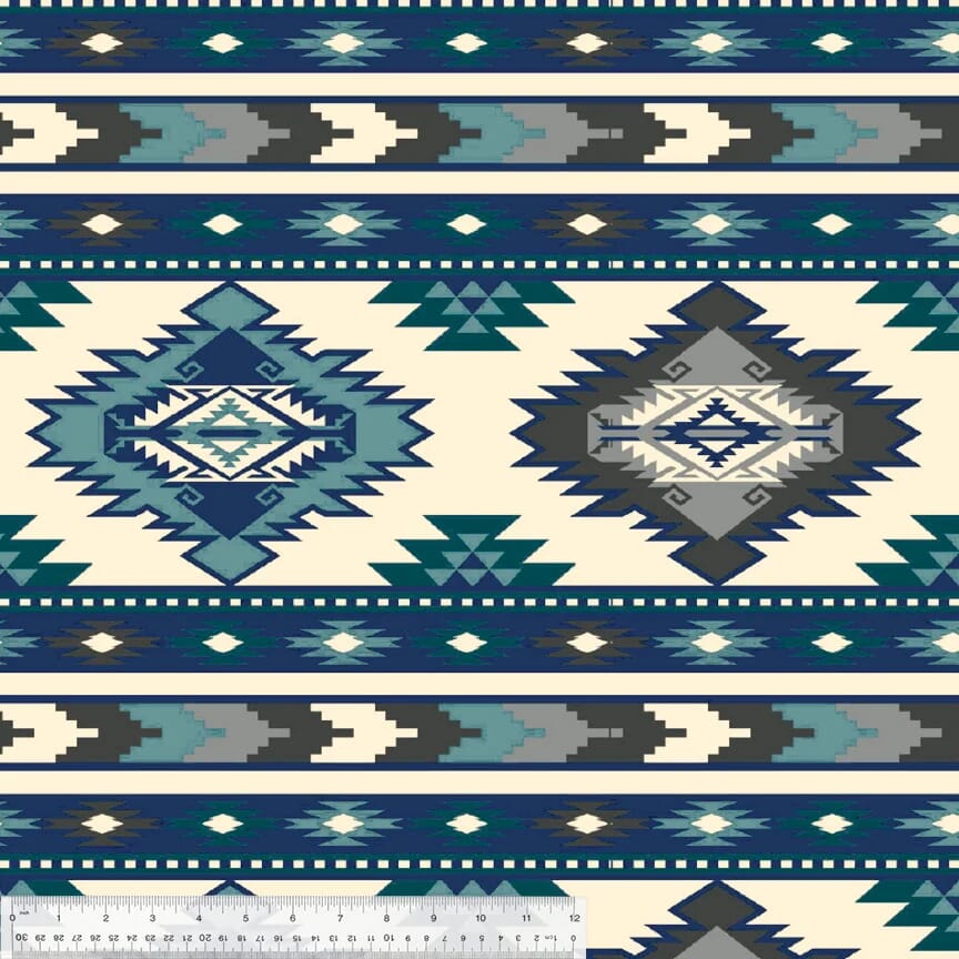 Southwest Stripes Blue Anti-Pill Fleece Fabric