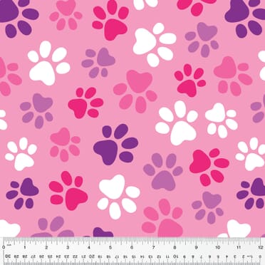 Pink Dog Paw Prints Wrapping Paper - One sheet: 24 × 36
