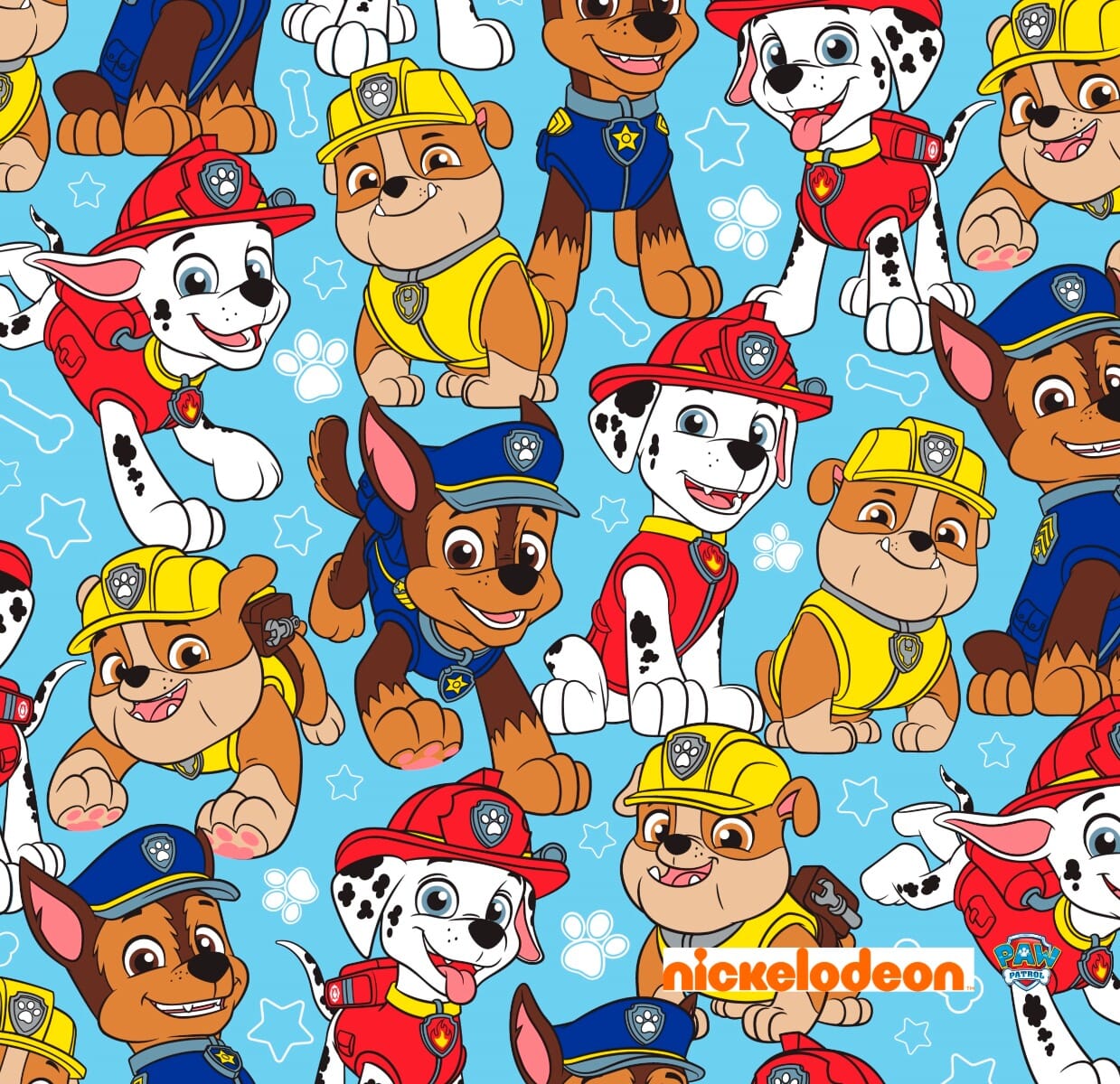 Paw Patrol Guys Blue Cotton Fabric