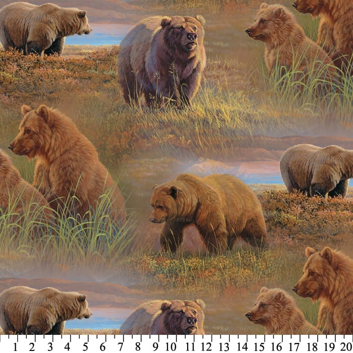 Grizzly Bears Anti Pill Fleece Fabric By Wild Wings